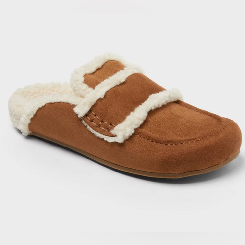 a new day Brown Shearling-Lined Mules, LIKE NEW, Sz 9.5